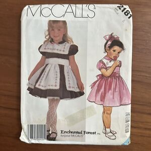 UNCUT GIRLS' DRESS Size 5 Enchanted Forest Vintage McCALL'S 2181 Sewing Pattern